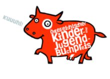 Illustration einer roten Kuh für den Österreichischen Kinder- und Jugendbuchpreis mit kräftigen schwarzen Umrisslinien.